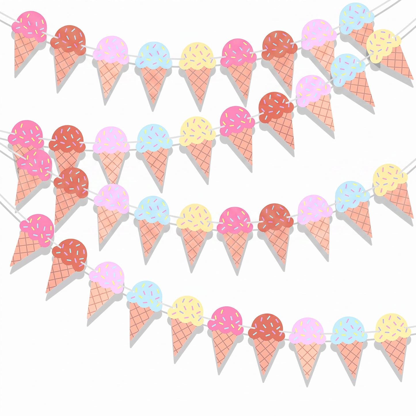 4 Pcs Ice Cream Banner, Ice Cream Birthday Party Decorations, Birthday Banner, Garland Summer Baby Shower Wedding Party Backdrop Decoration Supplies