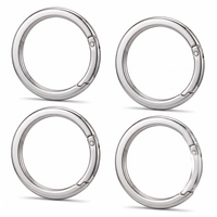 4 Pcs 2 Inch Metal O Ring Large Round Carabiner Clips Flat Metal Spring O Rings Keychain Rings Opening Snap Trigger Clip for Purse Strap, Handbag, Key Chain Hooks Accessoriess(Silver)