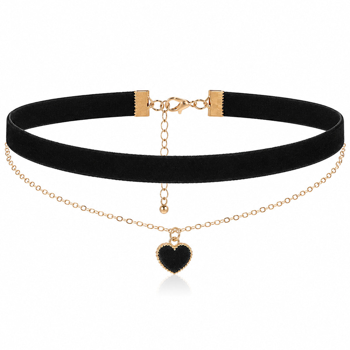 Black Heart Velvet Choker Necklace for Women Adjustable Collar Necklaces