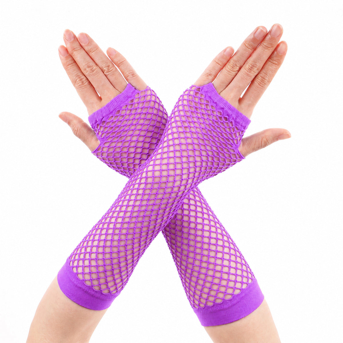 Fingerless Fishnet Gloves for Women, Long Mesh Arm Gloves, Fish Net Glove
