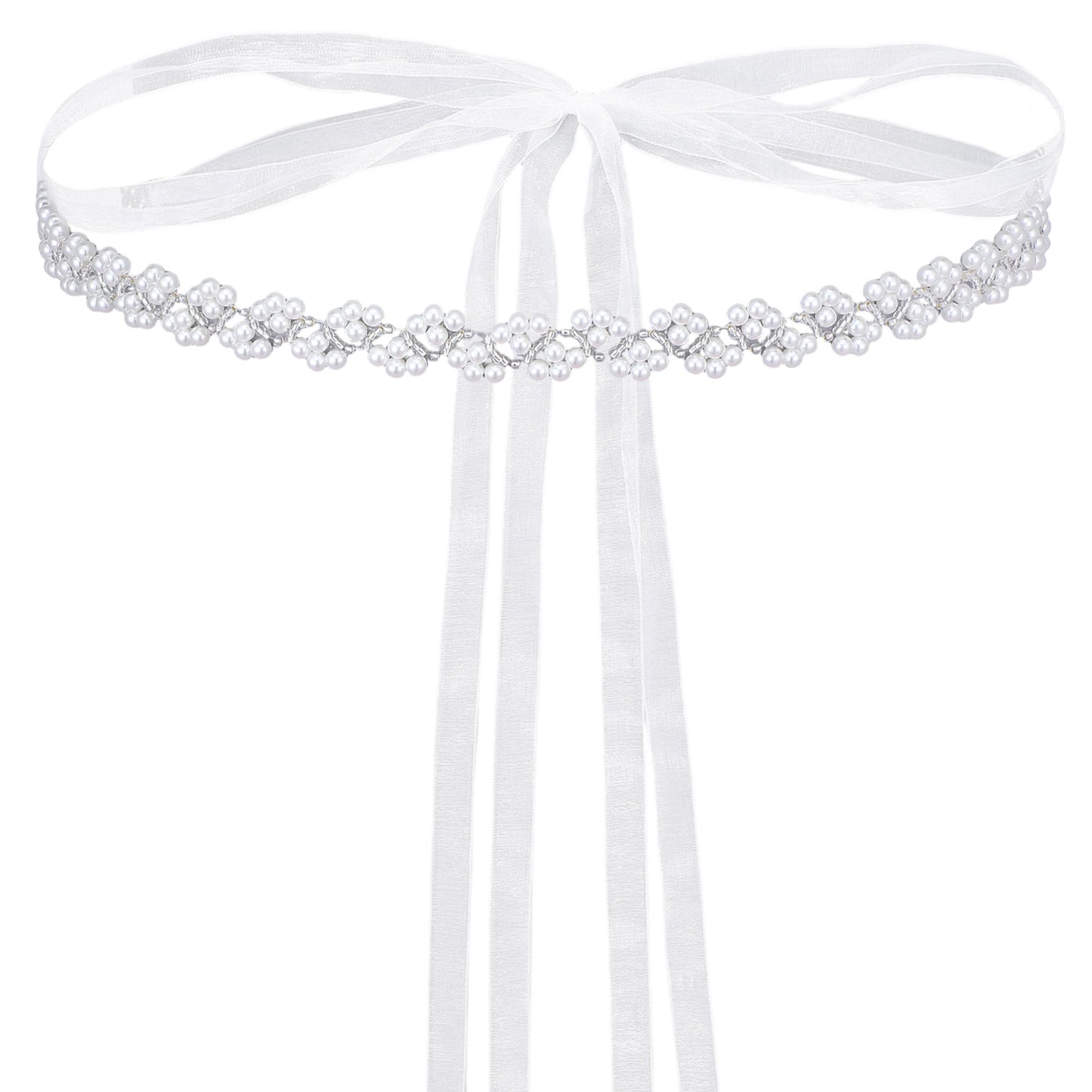 HekouJiub Pearl Bridal Belt - Elegant Beaded Wedding Belt, Pearl Sash for Wedding Dress (White)