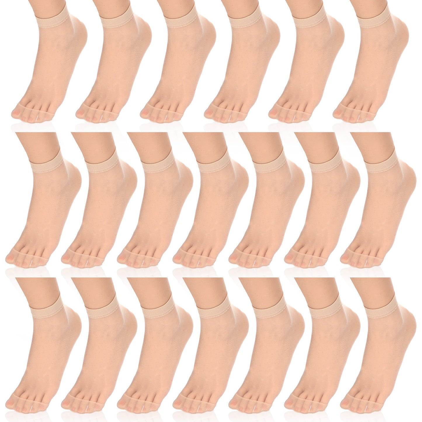 20 Pairs Transparent Nylon Sheer Ankle Socks Ultra Thin Soft Silky Breathable Summer Hosiery Stockings Reinforced Toe Invisible Short Sheer Socks Casual Daily Foot Wear Accessories for Women Ladies