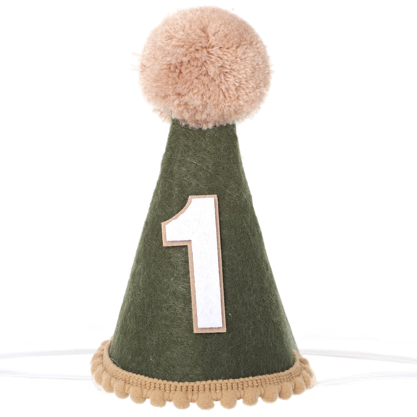 Yolev First Birthday Hat Dark Green 1 Birthday Hat Wild One Birthday Decorations Hat with Pom Pom for Boys Cake Smash Woodland Theme Jungle Photo Props