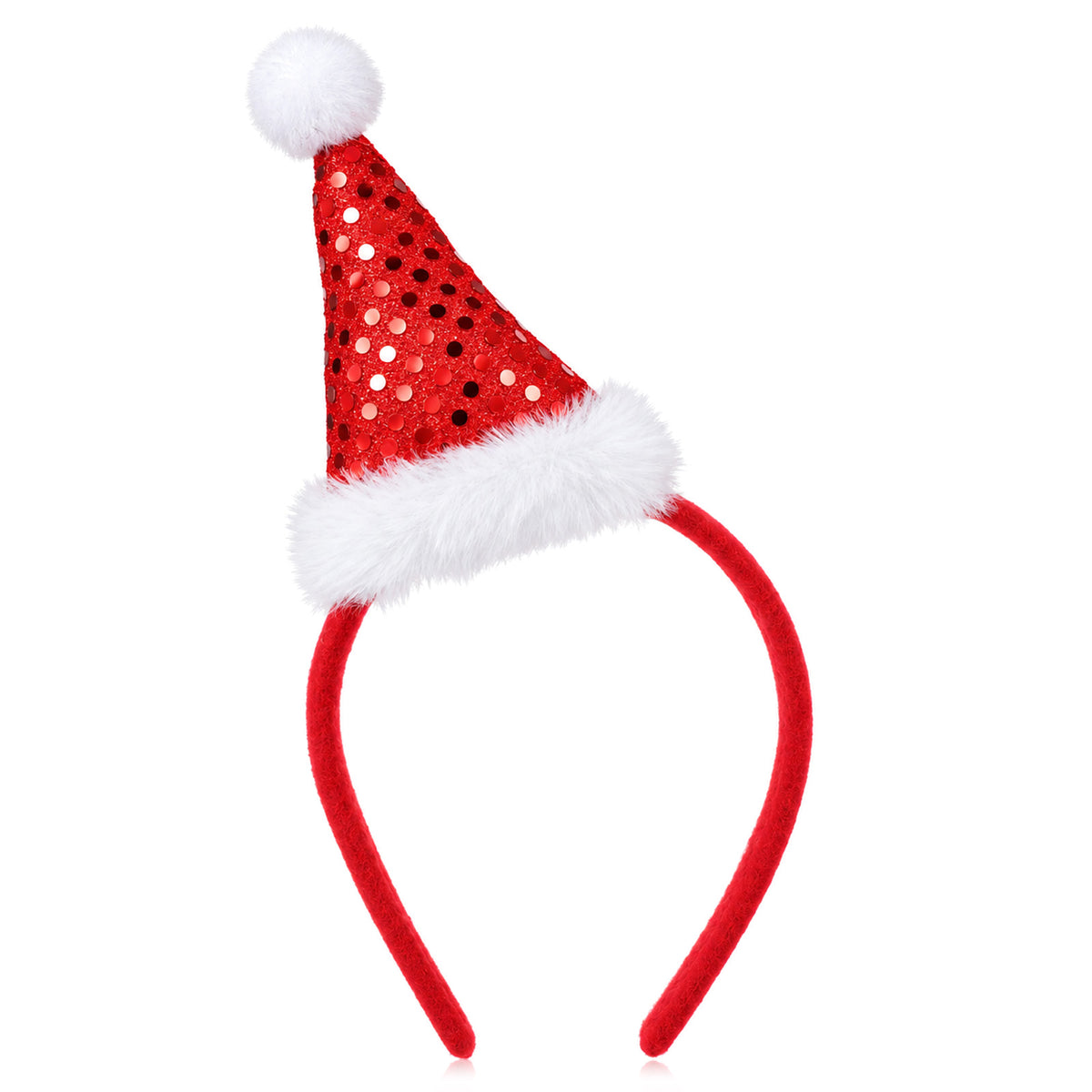 Christmas Santa Hat Headband, Glitter Red Hat Headband for Women Girls
