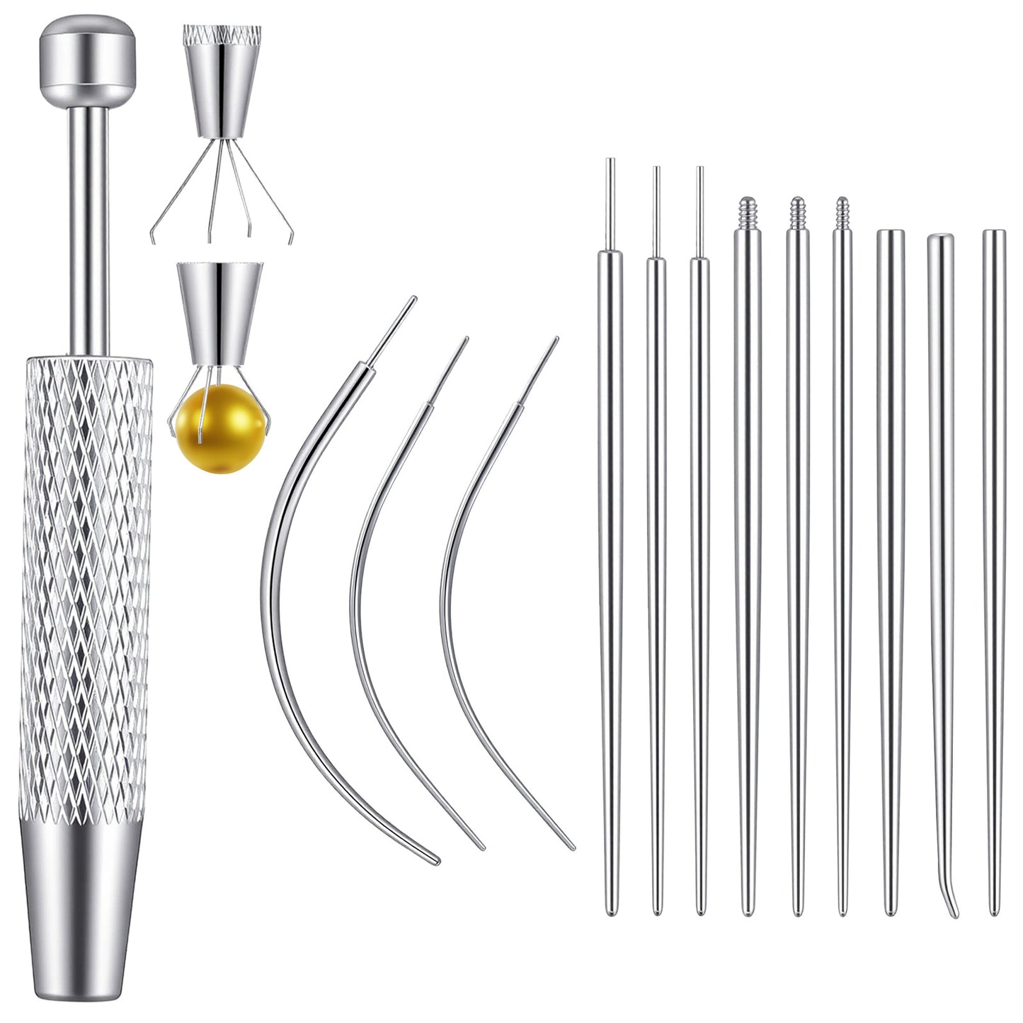 HekouJiub Piercing Grabber Tool 14G 16G 18G Piercing Taper Ball Grabber Changing Tool Professional Stainless Steel Body Jewelry Insertion Pin Ball Grabbing Applicator for Ear Nose Navel Lip