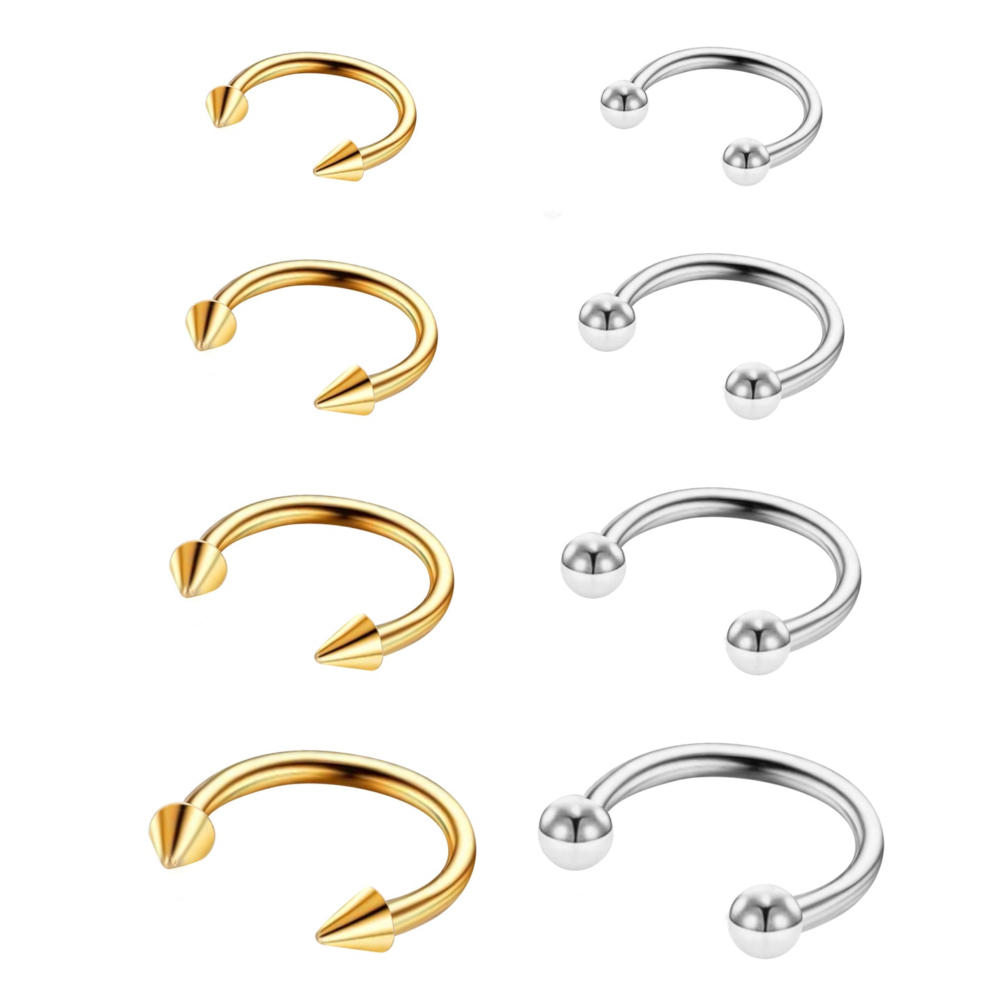 Yolev 8pcs Septum Horseshoe Ring 16g Septum Ring Small Surgical Steel Septums Piercing Jewelry Horseshoe Nose Rings Hoop Cartilage Earrings Tragus Eyebrow Lip Rings for Women Men