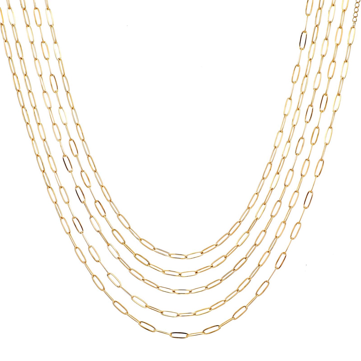 DIVINA VITAE 10 Pack Paperclip Chain Necklace 18Inch Charm Necklace Chain Bulk 18K Gold Plated Necklace Chains for Jewelry Making Stainless Steel Necklaces with 2 Inch Extension Chains for Women