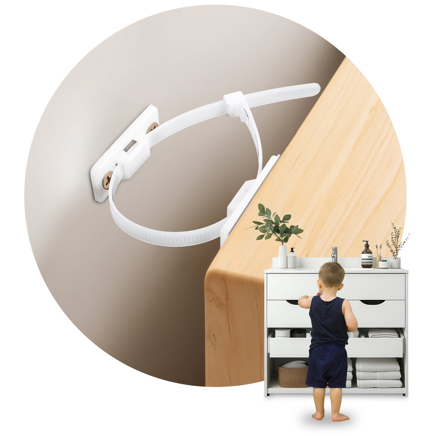 Telooco 12 PCS Furniture Straps, Baby Proofing Anti Tip Furniture Anchors, Anti-Vibration Furniture Wall Anchors for Securing Wardrobes, Dressers, TVs and Protect Toddlers from Falling Furniture