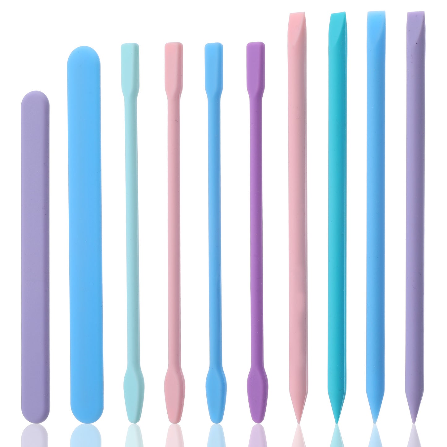 10Pcs Silicone Spatulas Stir Sticks- Reusable Wax Sticks Set Colored Stirring Rod for Paint, Mix Resin, Arts, Crafts, Handmade Crafts Making Glitter Tumblers Cups Facial Mask