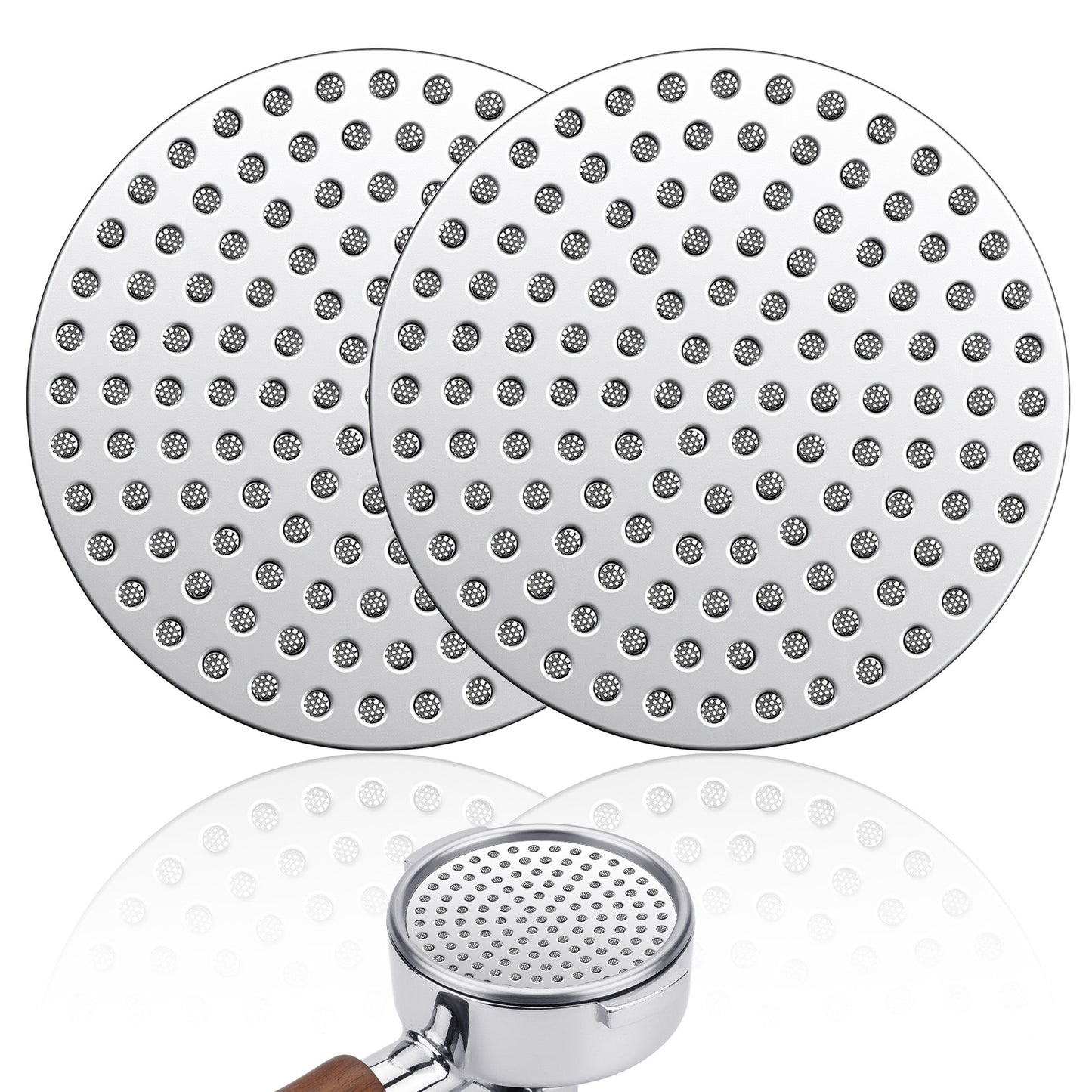 2 Pack 53mm Espresso Puck Screen, Stainless Steel Micro-Mesh Coffee Filter for 54mm Portafilter, Dual-Layer Reusable Metal Sieve to Prevent Channeling & Keep Group Head Clean