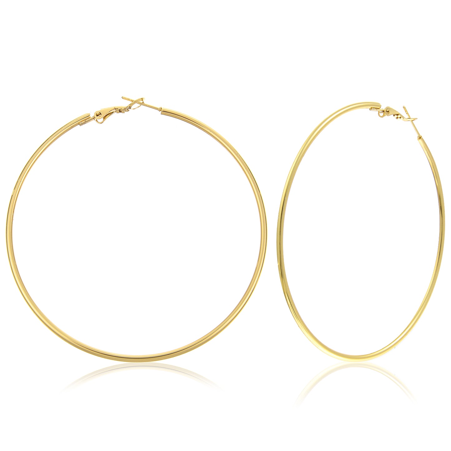 Women's Big Hoop Earrings 70mm Stainless Steel Plated Thin Hoop Earrings Hypoallergenic Oversize Hoops Earrings Circle Endless Hoop Earrings for Women Girls (Gold)