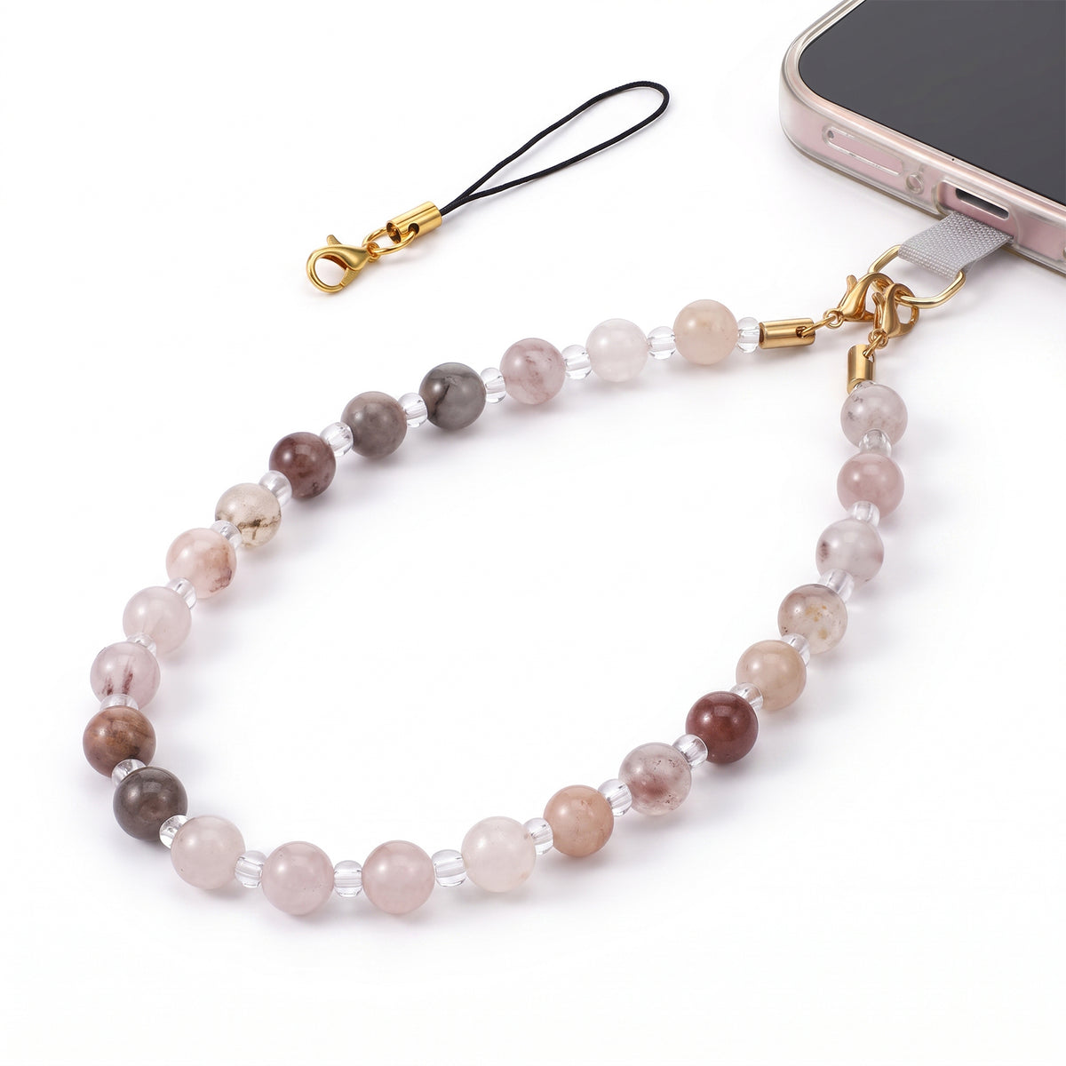 Gemoioio Natural Stone Phone Charm,Beaded Phone Charm Strap