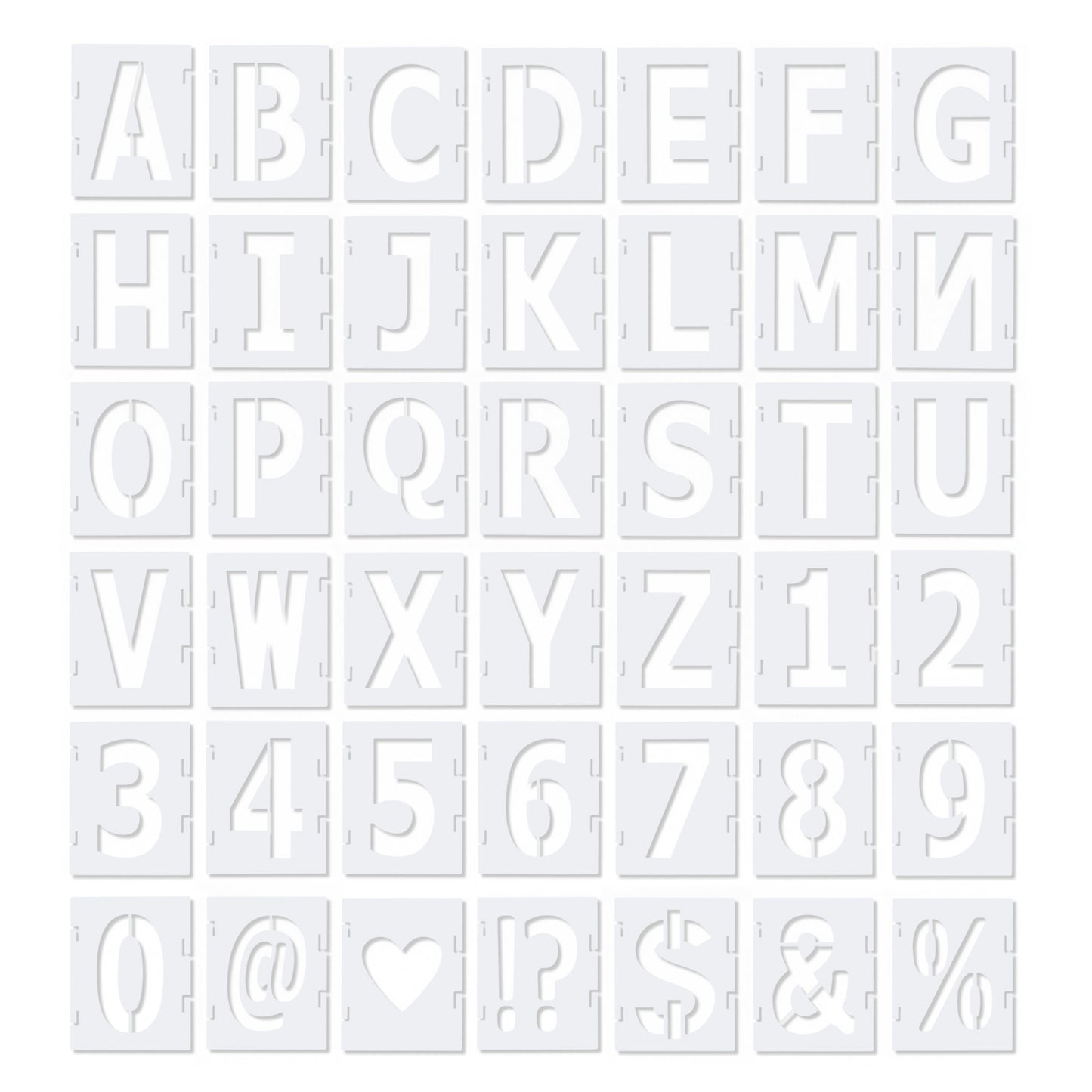 Lusofie 42Pcs Letter Number Stencils Plastic Large Alphabet Stencils 3 Inch Reusable Symbol Alpha Template Craft Stencils for Painting on Wood Wall Signage