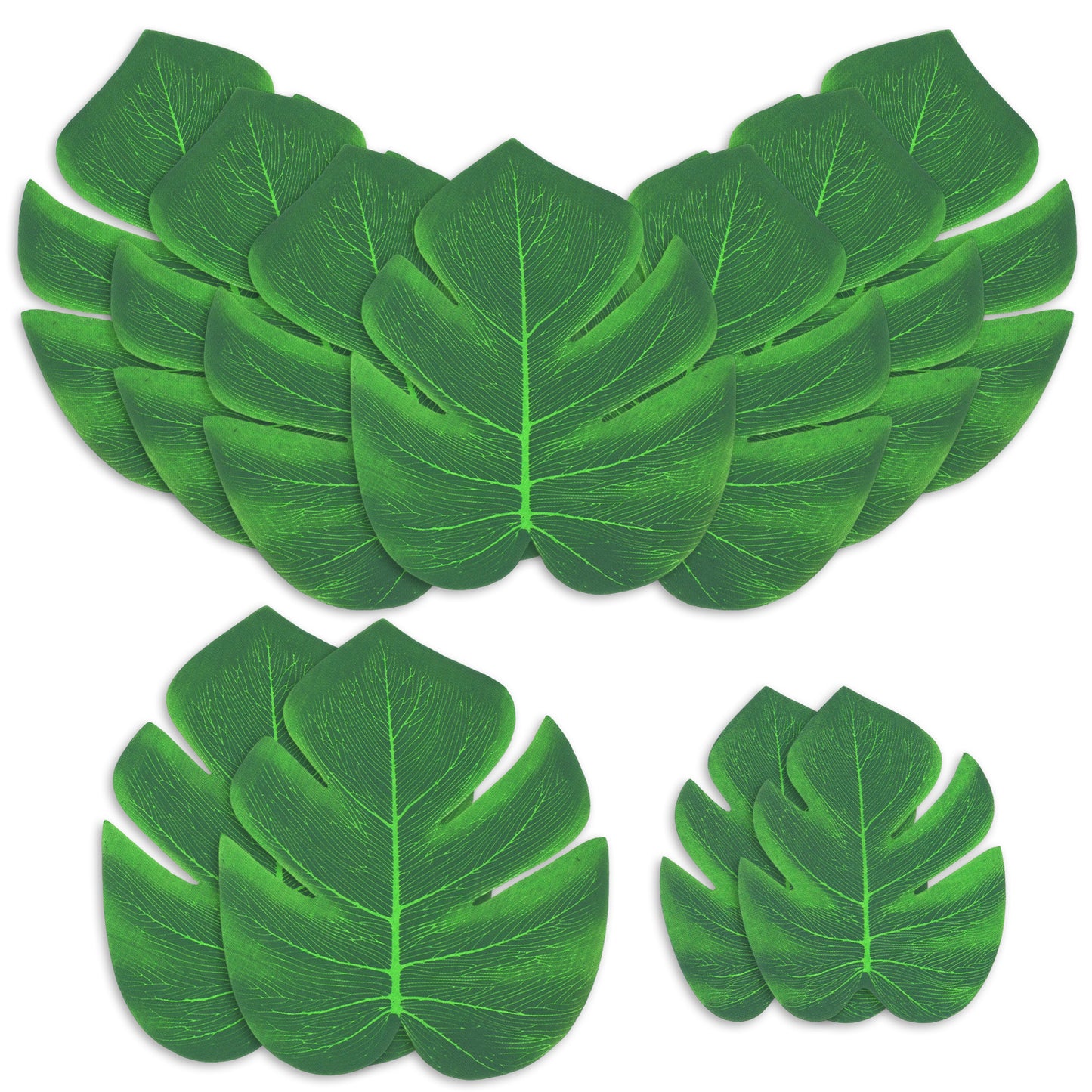 Yolev 60Pcs Artificial Tropical Palm Leaves Faux Palm Leaves with Stems Green Leaves for Decoration Jungle Safari Beach Hawaiian Theme Birthday Party Table Decorations Supplies
