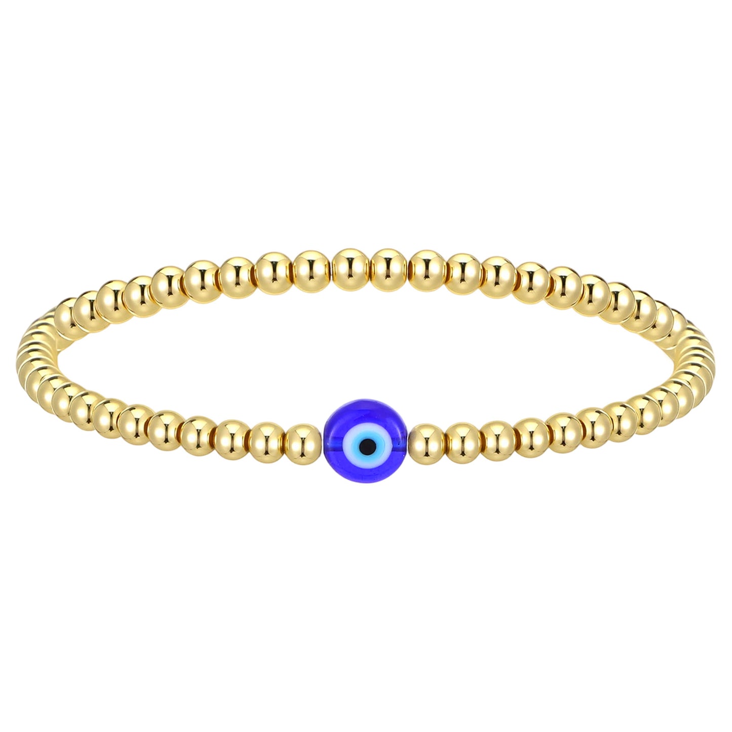 Yolev Beaded Evil Eye Bracelet for Women Trendy Gold Bead Bracelet with Evil Eye Charm Adjustable Gold Beaded Bracelets Boho Beads Ball Friendship Stretch Bracelets for Women Friends Jewelry Gift