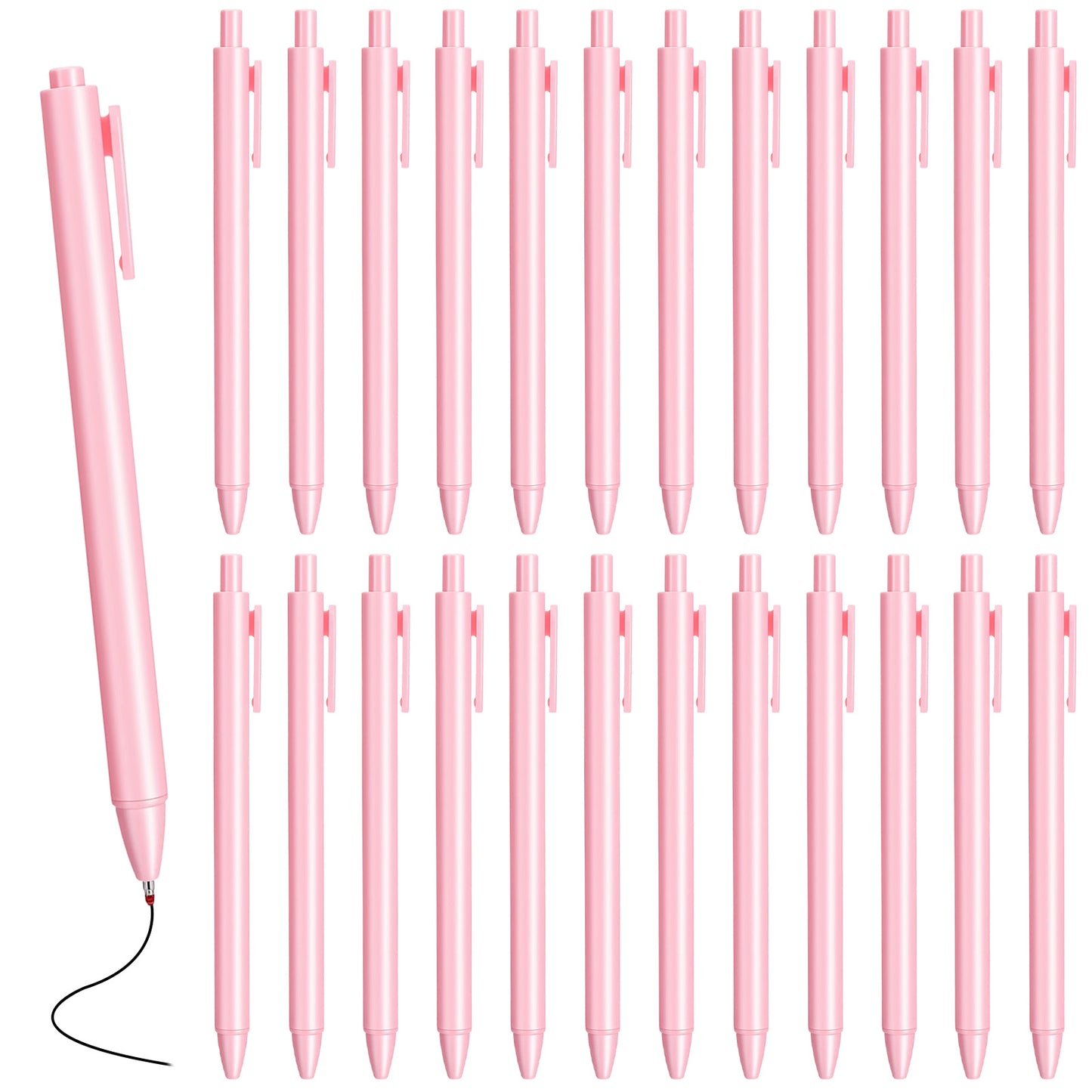 Neyauo 25 Pcs Ballpoint Pens Bulk Retractable Comfortable Writing Pens Medium Point 1.0 Mm Black Ink For School Office Home (Pink)
