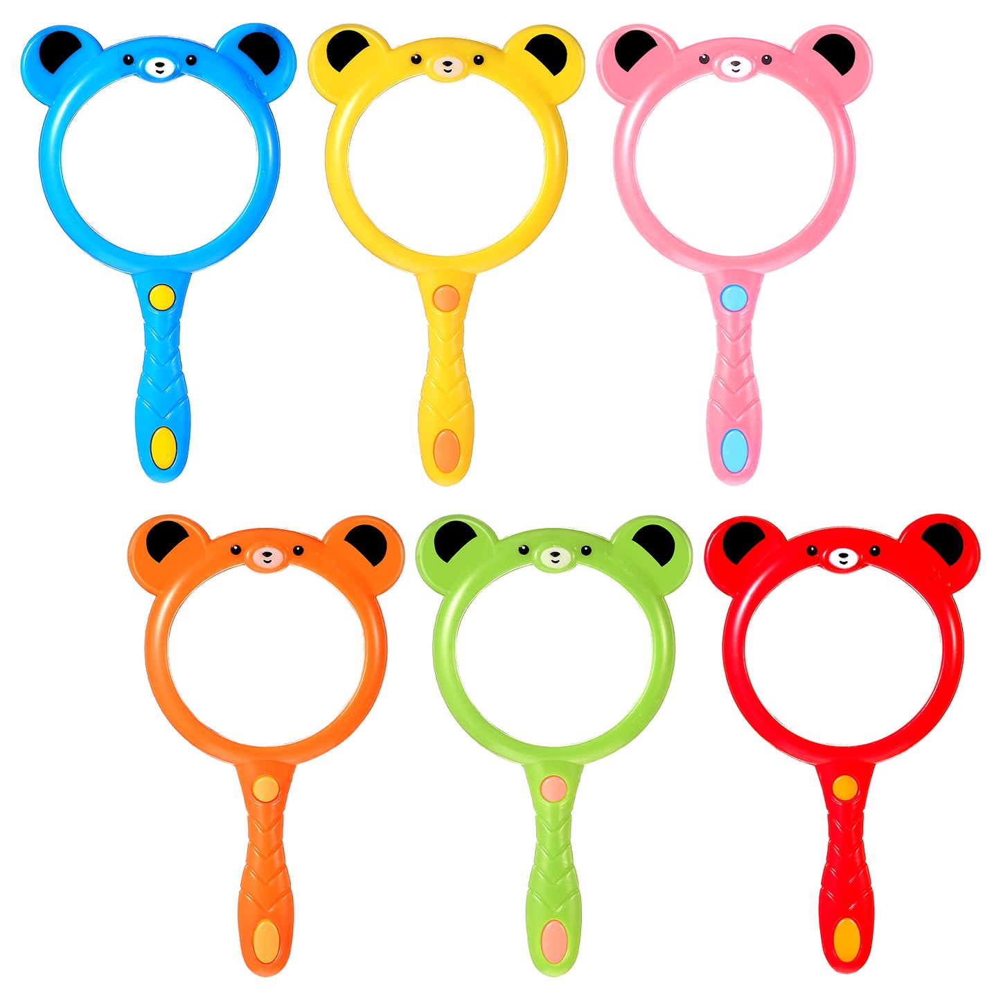 6Pcs Mini Magnifying Glass, 3X Small Handheld Magnifying Glass, Cute Bear Magnifier for Nature Hobby Science Outdoor Observation (Colorful)