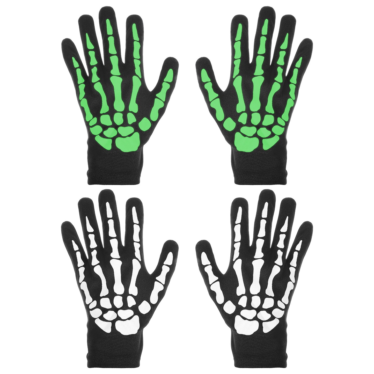 Lusofie 2 Pairs Skeleton Gloves, Full Finger Skull Gloves, Glow In The Dark Halloween Bone Glove, Cosplay Costume Accessories for Halloween, Cycling, Skiing, Hiking for Men Women