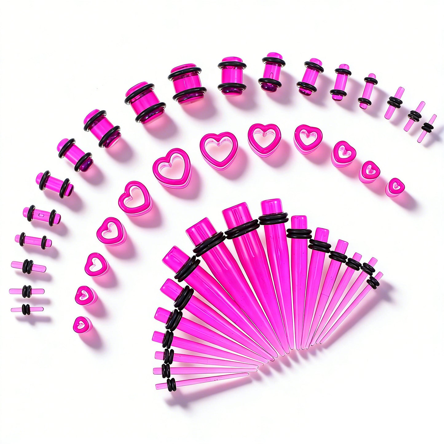 48Pcs Ear Stretching Kit Acrylic Heart Tunnels & Plugs for Starter Expanders Purple Ear Gauge Stretching Kit Lightweight Gauges for Ears Body Piercing Jewelry Earring Gauges for Women Men (14G-00G)