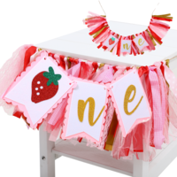 Strawberry One High Chair Banner - Berry First Birthday Decor, Sweet Strawberry Birthday Decorations for Baby's 1st Celebration 80In
