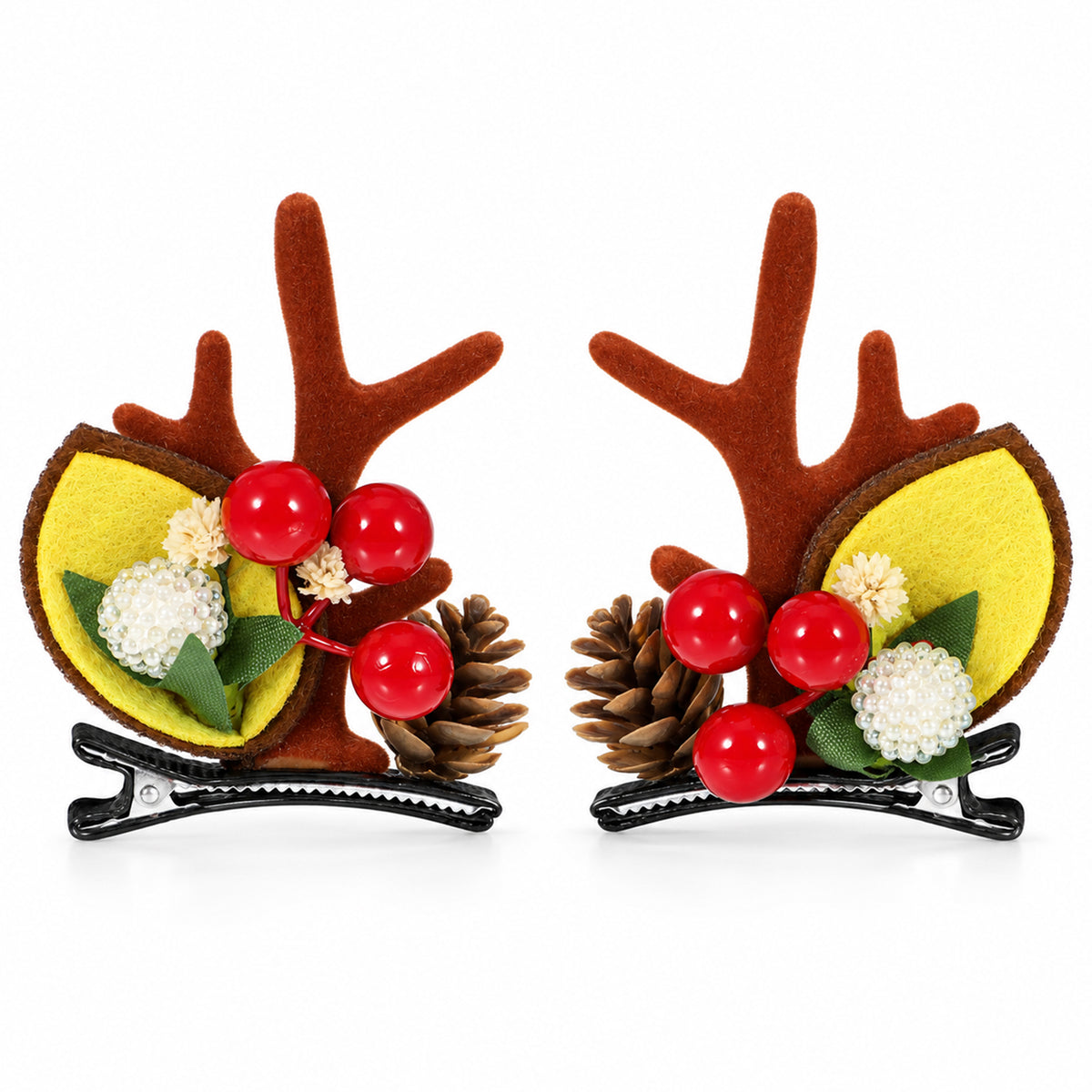 2Pcs Deer Ears Hair Clips, Christmas Hair Clips