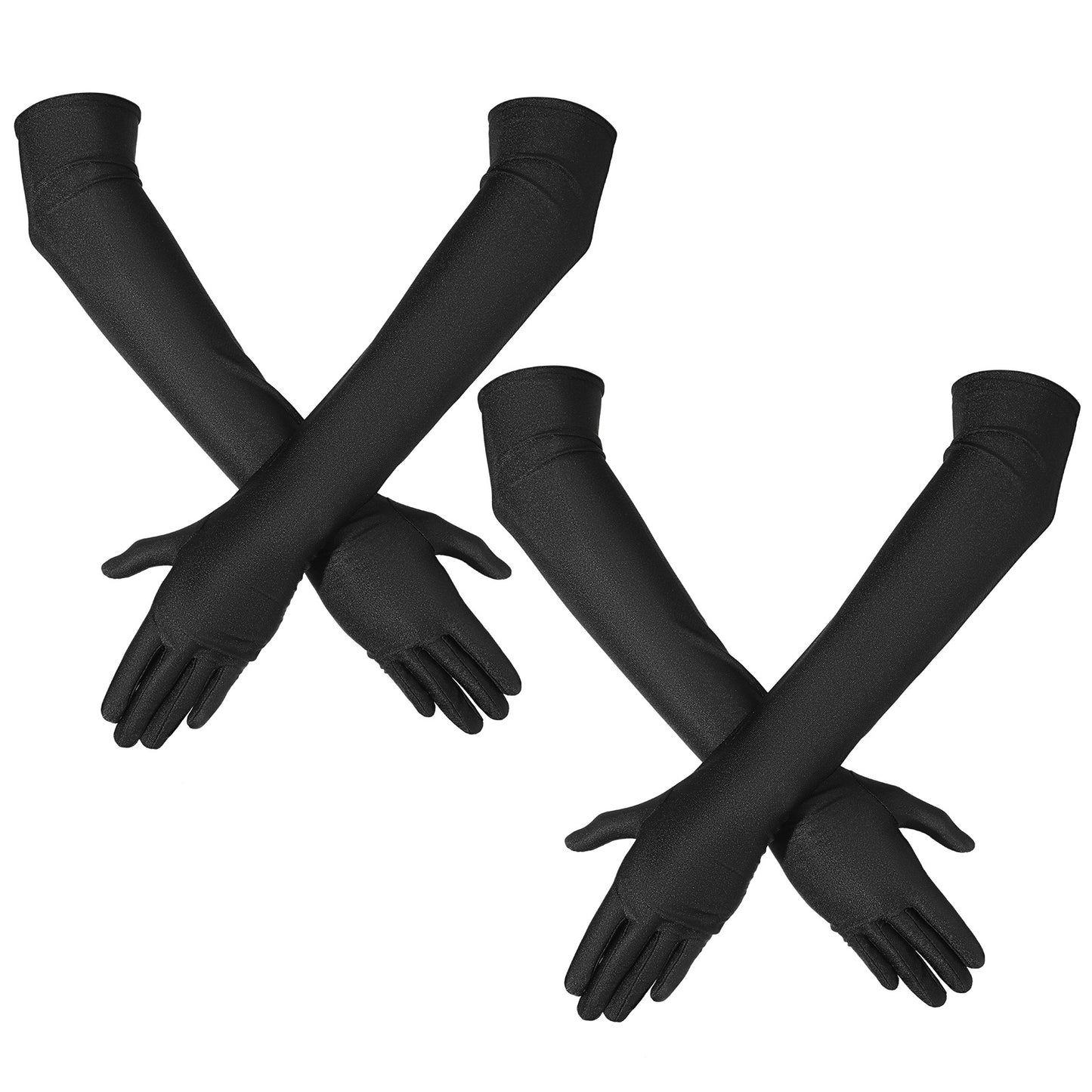 Tucnoeu 2 Pair Black Long Gloves Women - Elegant Black Dress Gloves for Women, 21" Costume Glove for Formal Events
