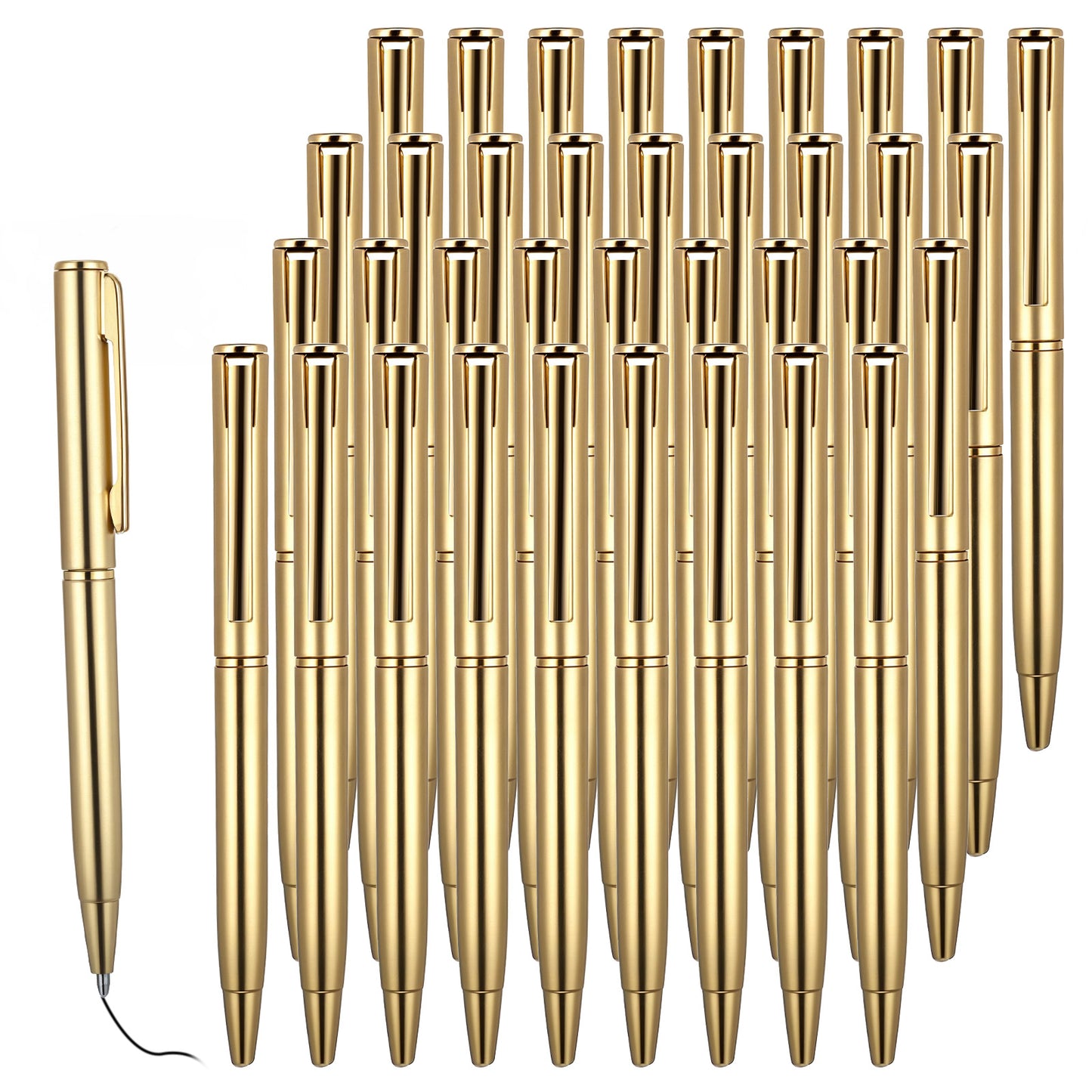 HekouJiub 36 Pcs Gold Ink Pen, 4" Mini Pen, Plastic Gold Pens for Writing, Small Pens for Weddings, Parties, Business Offices, Schools, Hospitals and Other Occasions