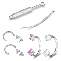 Tucnoeu Horse Shoe Nose Rings for Women, Surgical Steel Nose Ring, 18g Pink Cubic Zirconia Noses Piercing, Silver Cartilage Helix Tragus Earring Hoops, Lip Eyebrow Helix Ear Piercing Jewelry