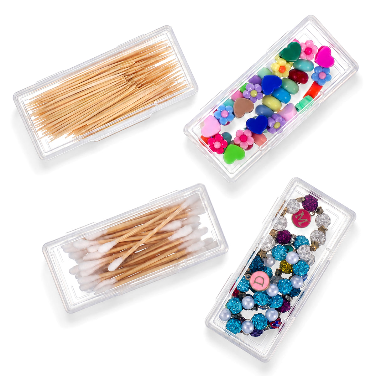 Gemoioio 4 Pcs Cotton Swab Holder for Travel, Clear Dental Floss Holder