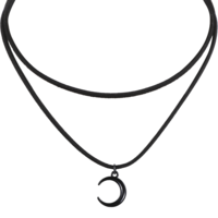 Lusofie Gothic Boho Moon Choker Necklace - Adjustable Black Moon Pendant Goth Jewelry for Women, Halloween Christmas