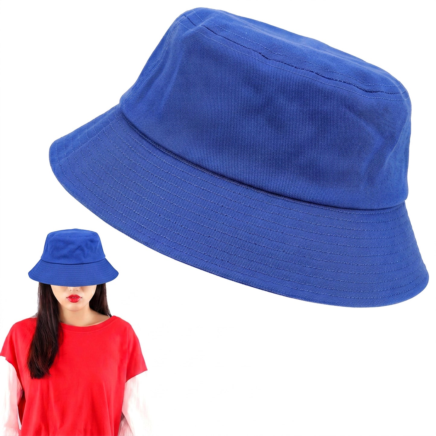 Yolev Unisex Bucket Hat for Women Men, Breathable Cotton Sun Hat with UV Protection, Packable Outdoor Cap for Fishing Hiking Camping (Royal Blue)