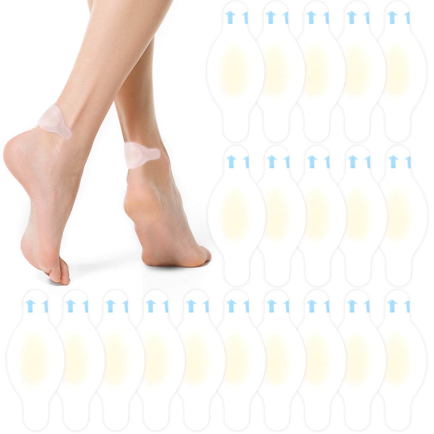 Blister Bandages Blister Pads 20Pcs Waterproof Gel Blister Cushions for Heel Toe Foot Prevention (1.1 x 2.72 Inch)