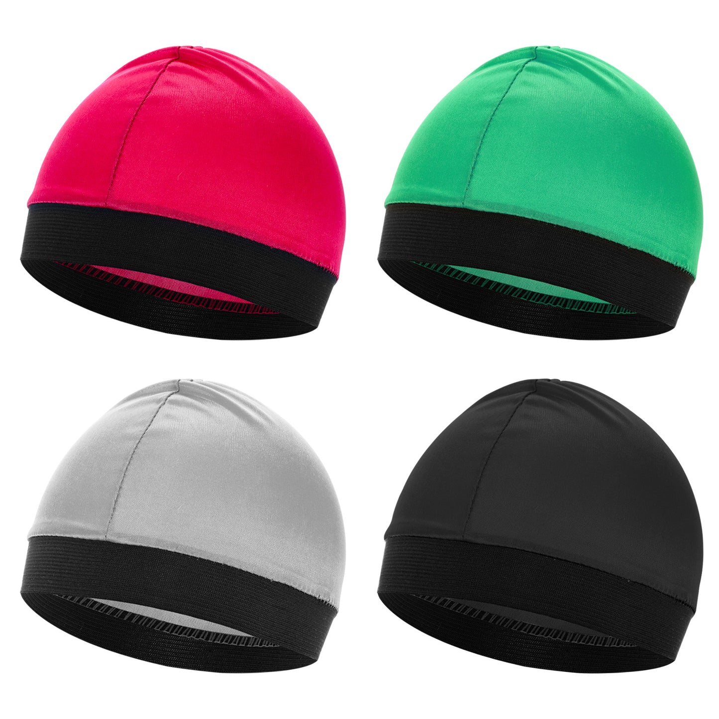 Lusofie 4 Pieces Wave Cap Kid, Children's Satin Wave Cap for Boys and Girls Boo Boo Sports Wicking Caps Running Hat Elastic Caps Multicolor