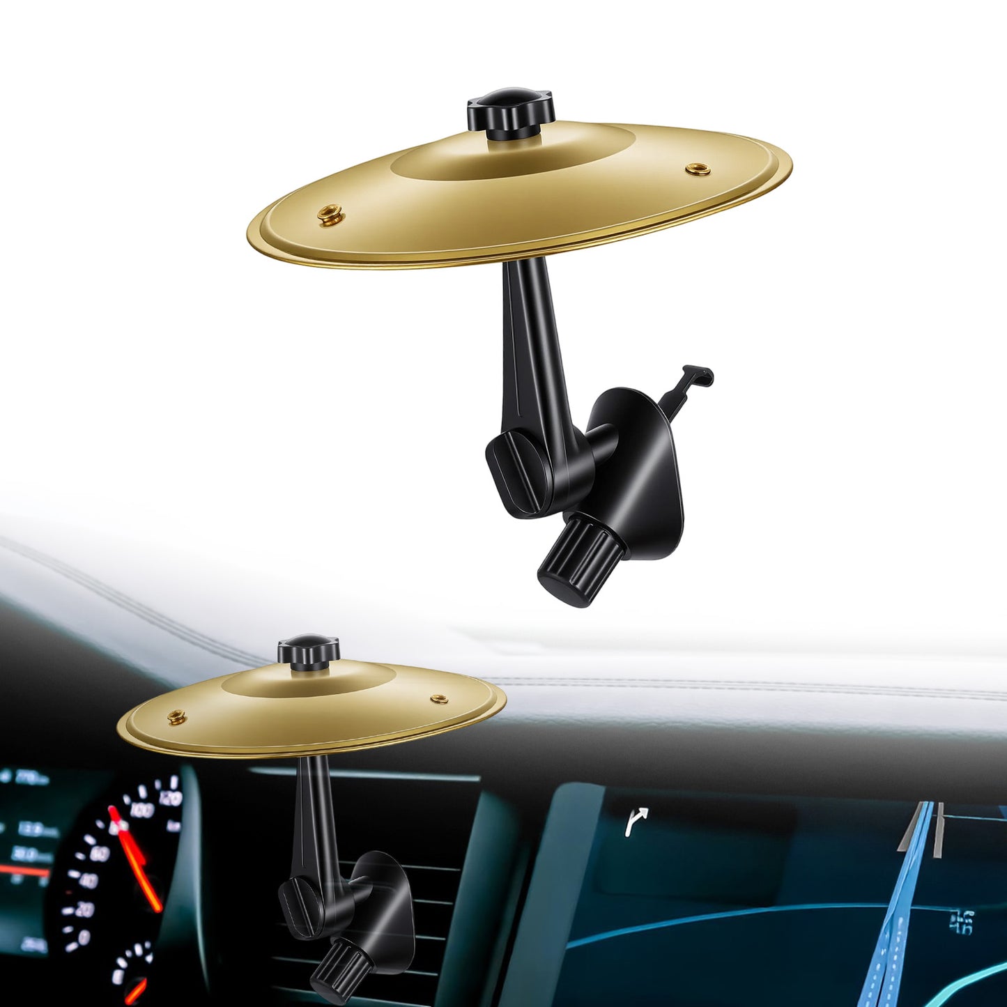 Cymbal for Car Vent, Car Drum Cymbal Air Vent, Car Cymbals, Mini Drum Set for All Types Of Vehicles(Gold)