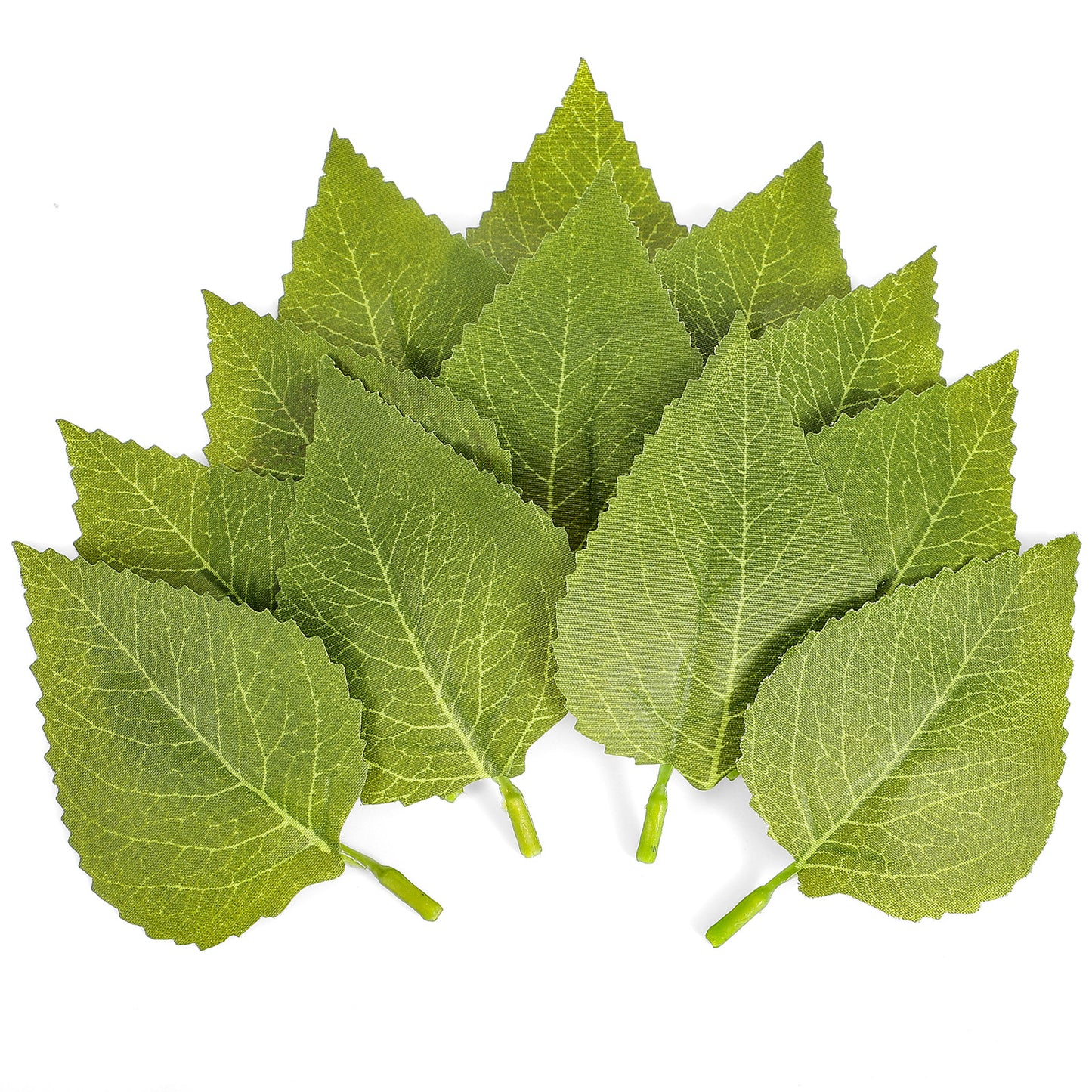 100 Pcs Fake Leaves, Artificial Green Leaves for Crafts 3.7×2.1 Inch Fake Sunflower Leafs, Bulk Greenery Leave for DIY Wedding Christmas Bouquet Wreaths Decor