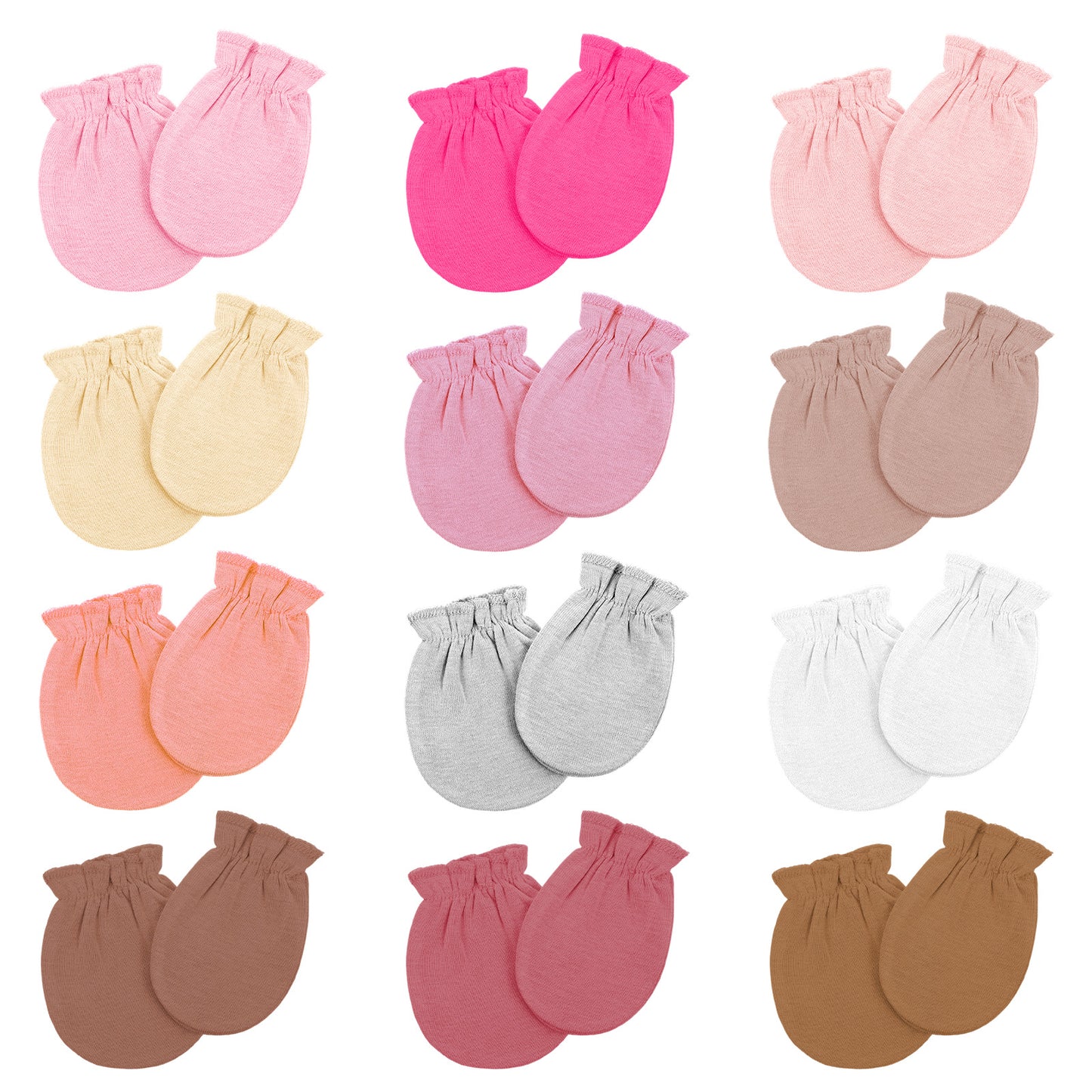 Telooco 12 Pairs Baby Mittens Newborn No Scratch Infant Toddler Mittens 100% Cotton Elastic Wrist Baby Gloves for Boys Girls 0-6 Months