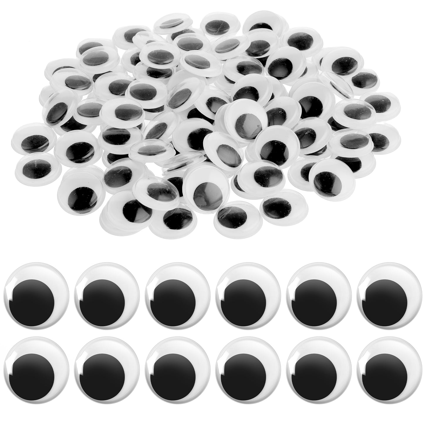 100 Pcs Wiggle Googly Eyes Self Adhesive 20mm Black White Googly Eyes for Crafting Doll Eye Making Scrapbooking Toys Accessories