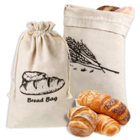 DIVINA VITAE 2Pcs Bread Bags for Homemade Bread Container Linen Bread Bag Storage 11.5x17.5 Inches Bags Reusable with Liner for Toast Sandwich Fresh Longer