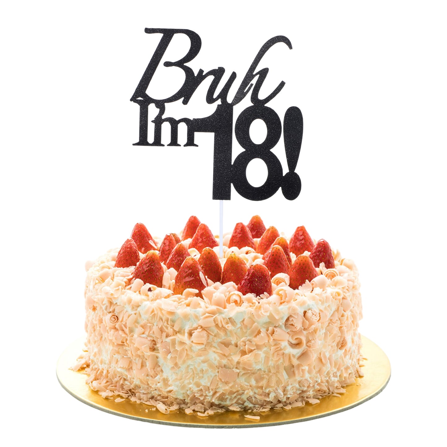 Bruh I'm 18 Cake Topper, Black Glitter Birthday Decorations For Teens, Funny 18 Year Old Party Supplies, Cake Decor, 18th Birthday Celebration(Bruh I'm 18!)