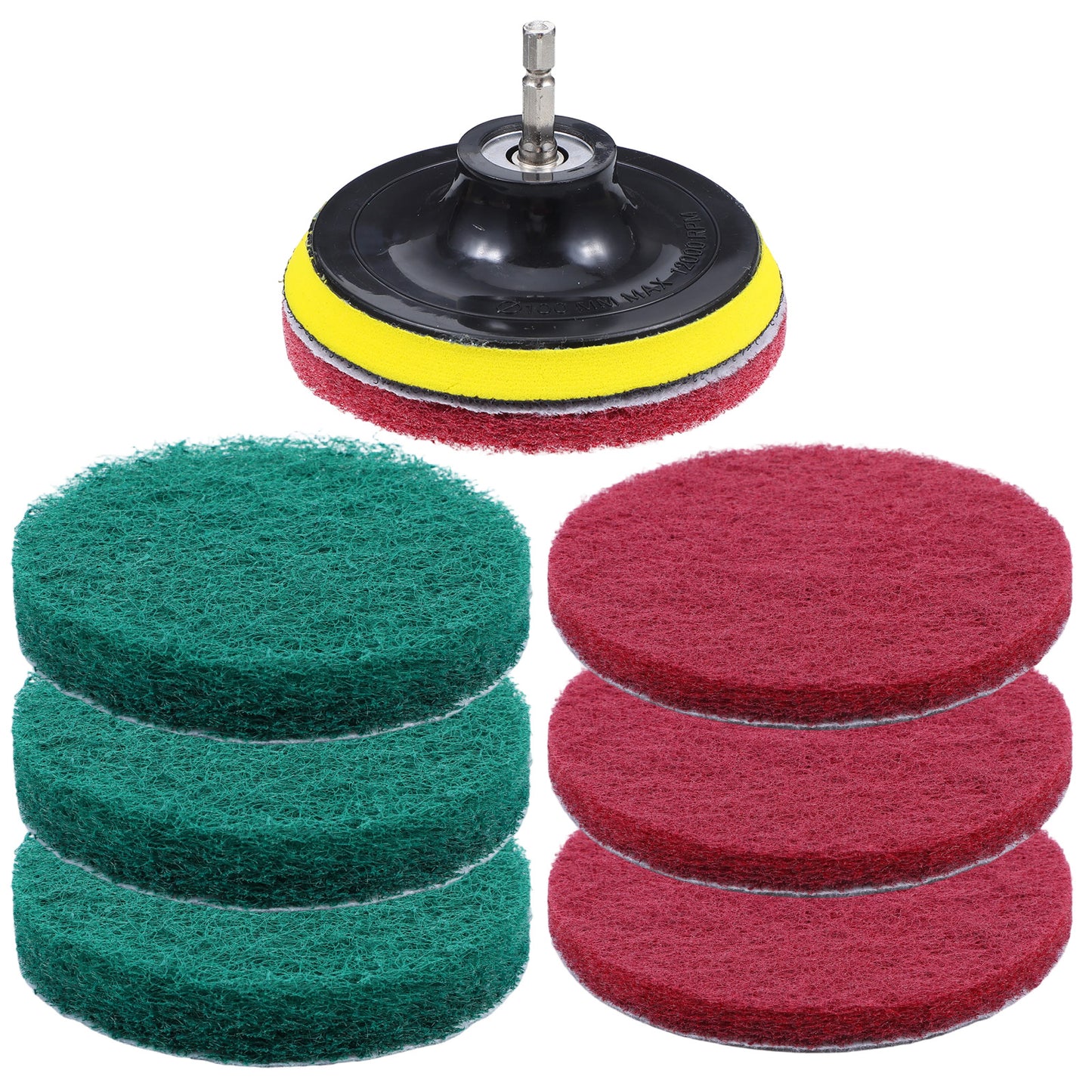 9PCS Drill Scrubber Brush Kit 4 Inch Drill Scrubber Attachment Household Cleaning Set for Kitchen Bathroom 4 Red Pads four Green Pads 1 Drills Attachment and 1 Universal Shaft