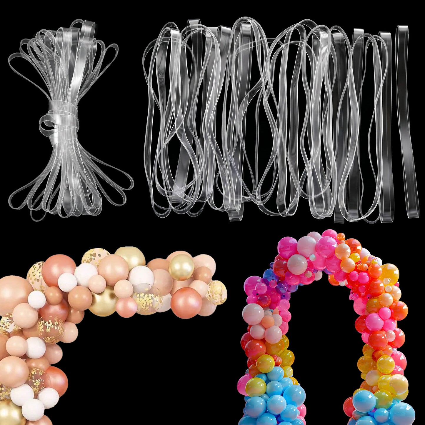 50Pcs Clear Rubber Bands for Balloon Arch, 0.8×0.23in Balloon rubber Bands for Arch,Soft Clear Elastic Bands for Home Office Crafts Christmas Garland Balloon Connectors Festival Decor