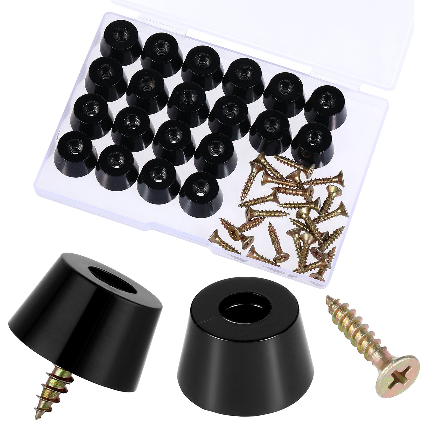 Lusofie 20 Pack Rubber Feet for Cutting Board Anti-Slip Cutting Board Feet Upgrade Rubber Furniture Feet With Stainless Steel Built-in Washers and Screws for Kitchen and Furniture(Black)