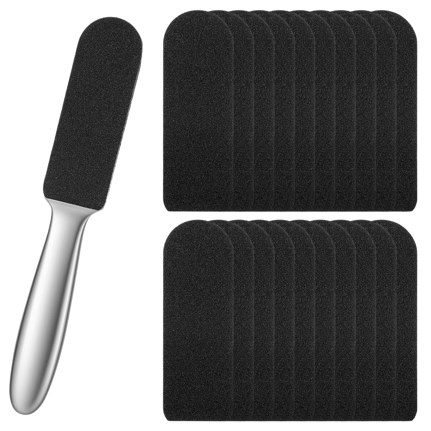 Professional Pedicure Foot File and Callus Remover, Stainless Steel Foot Rasp with Coarse and Fine Grits Replacement Pads, for Hard Skin, Bath and Shower Use