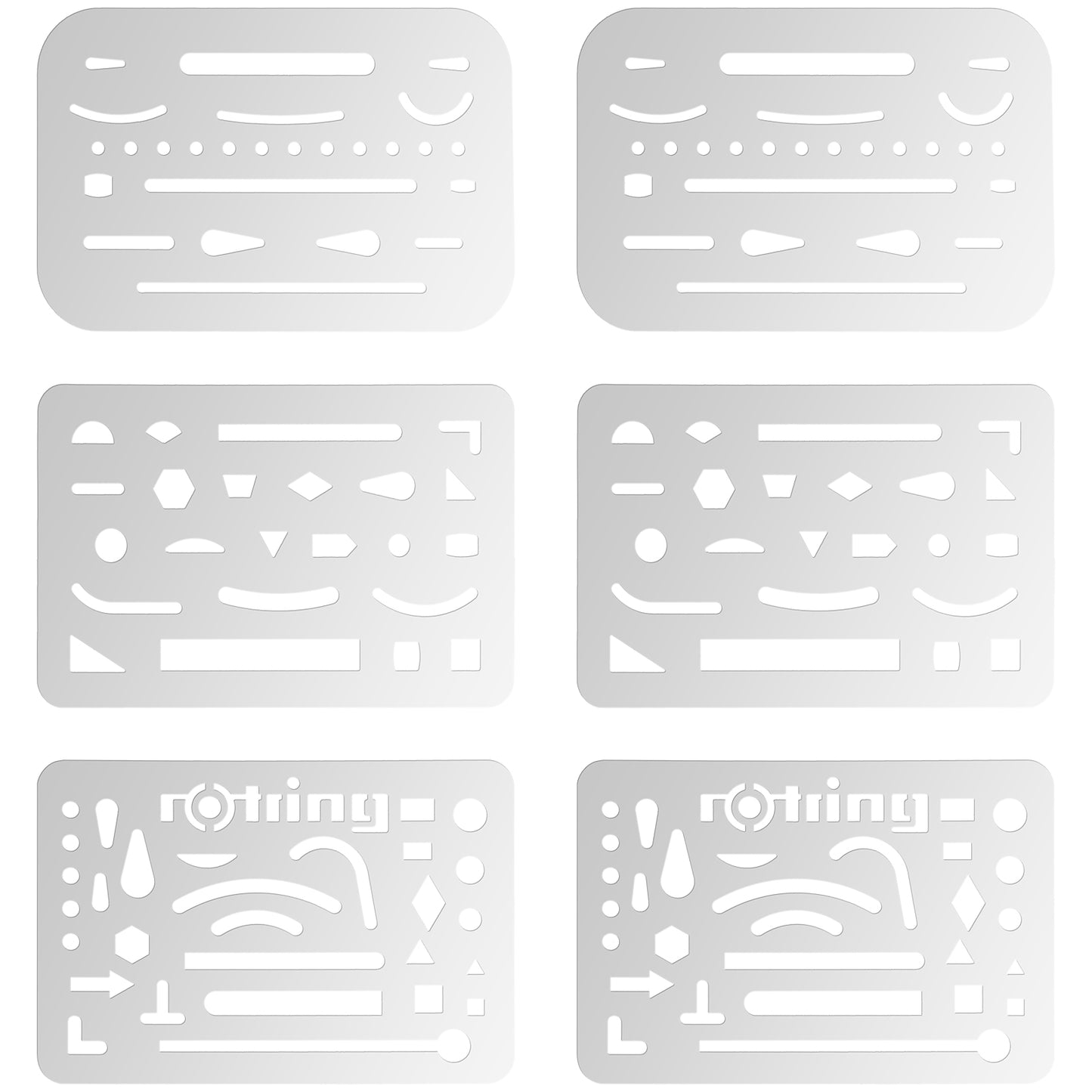 6 Pcs Eraser Shield Stainless Steel Drafting Tools Drafting Templates Erasing Shield for Construction Machinery Civil Engineering Artist Drafting Supplies(Silver)