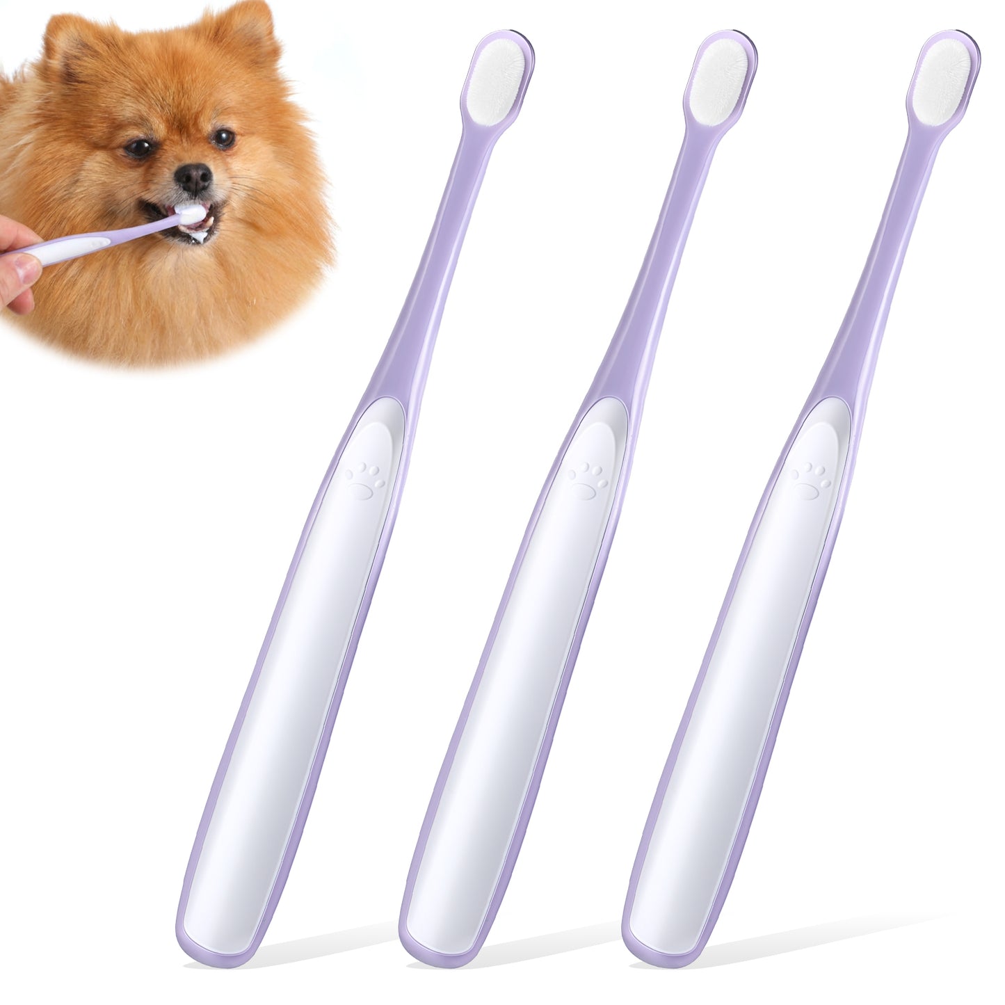 3 Pcs Small Dog Toothbrush, Tiny Dog Toothbrush for Small Dogs 0.35" Brush Head, Breed Cat Toothbrushes for Cat & Puppy, Doggy Toothbrushes Deep Dental Teeth Cleaning