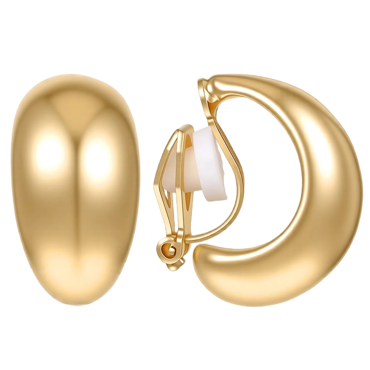 16K Gold Plated Clip On Earrings for Women - Chunky Waterdrop Clip Earrings - Non Pierced Clips On Gold Hoop Earring Fake Jewelry Set