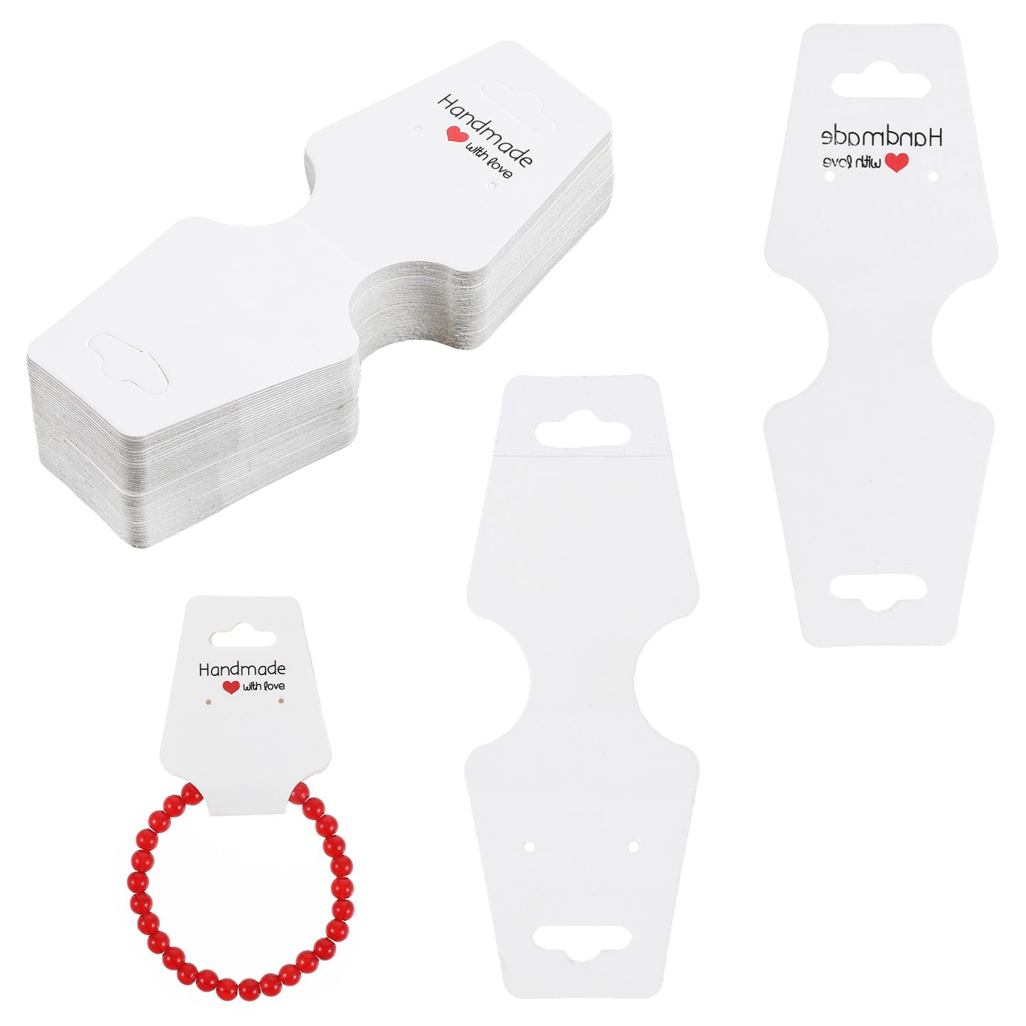 100PCS Bracelet Display Cards Kraft Handmade Blank Cards Earring Holder Cards Self Adhesive Jewelry Packaging Selling Card for Small Business Personalized Hanging Display Cards for Earring Necklace