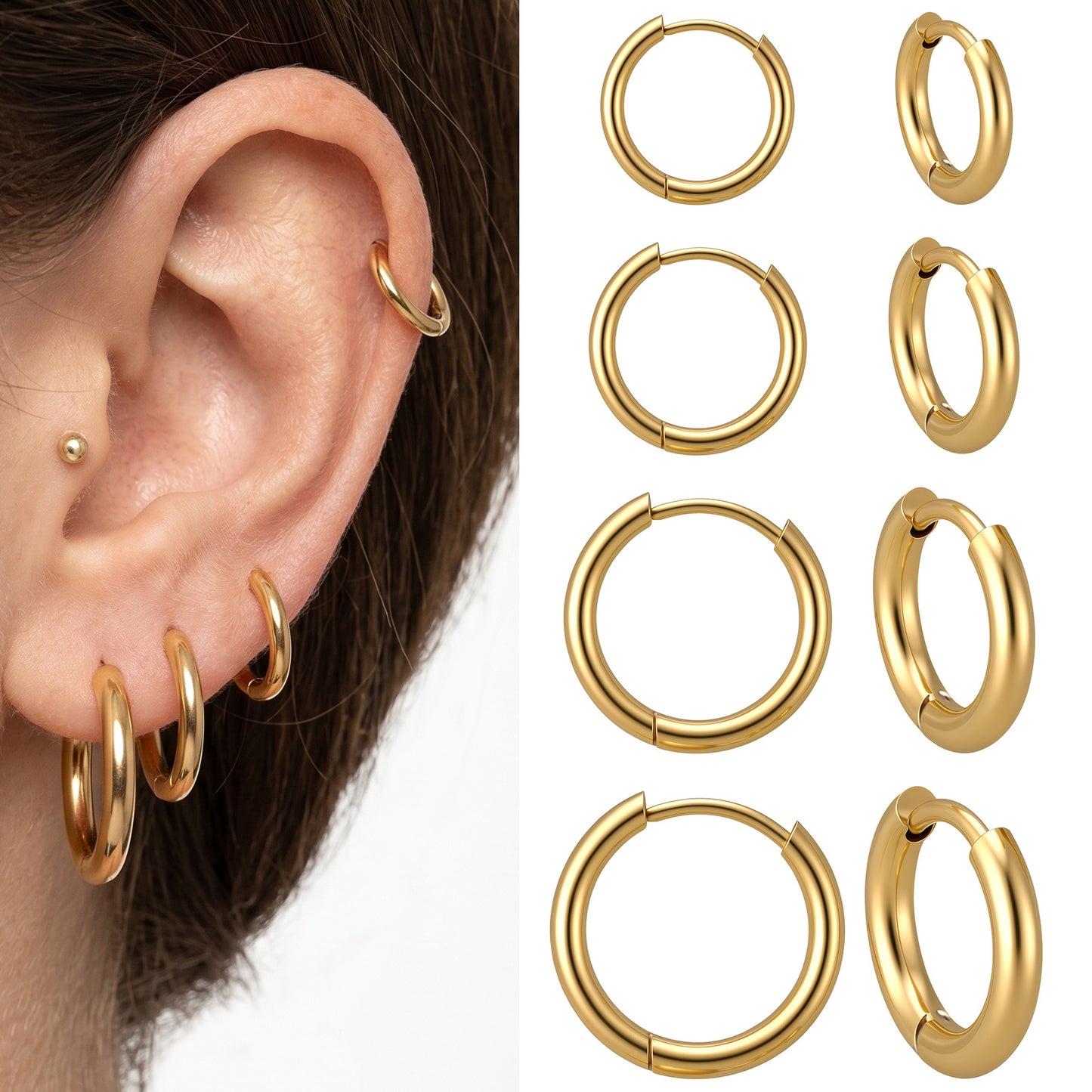 16 Pcs L Shape Nose Rings for Women, 20g/18g Surgical Steel Nose Ring, Stainless Steel Piercing Jewelry Corkscrew Studs 3mm Cz Noses Ring L Shape Noses Stud for Women Men