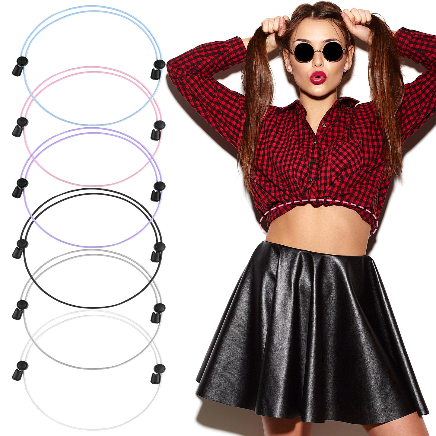 6Pcs Adjustable Crop Tuck Band, 31.5 Inch Sweater Tuck Band, Elastic Crop Top Band, Shirt Tuck Band Women To Change The Style of Your Oversized Clothes (6 Colors)