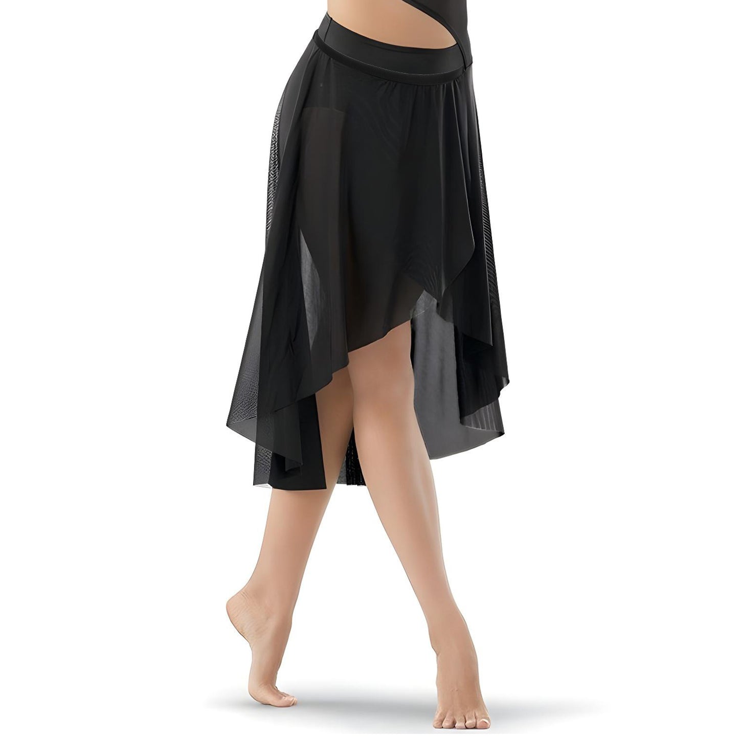 HekouJiub Women's Ballet Wrap Skirt Black Chiffon Dance Skirt Adjustable Ballerina Dance Costume with Adjustable Waist